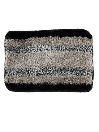 FABINALIV Black Striped Polyester Door Mat (60X40 cm)