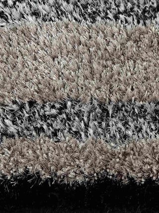 FABINALIV Set of 2 Black Striped Polyester Door Mats (60X40 cm)