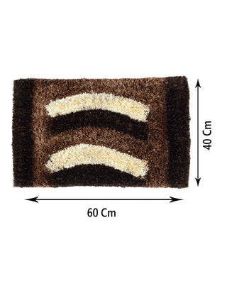 FABINALIV Set of 2 Brown Abstract Polyester Door Mats (60X40 cm)