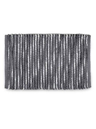 FABINALIV Grey Striped Cotton Blend Door Mat (78X52 cm)