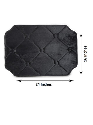 FABINALIV Black Geometric Polyester Door Mat (60X40 cm)