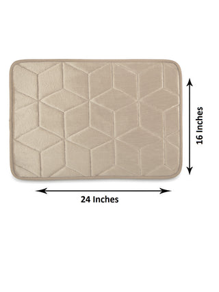 FABINALIV Beige Geometric Polyester Door Mat (60X40 cm)