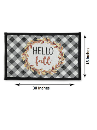 FABINALIV Multicolor Checkered Cotton Blend Door Mat (75X45 cm)