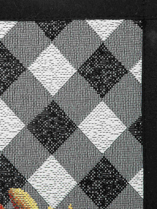 FABINALIV Multicolor Checkered Cotton Blend Door Mat (75X45 cm)