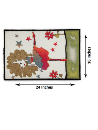 FABINALIV Set of 2 Multicolor Cartoon Design Polyester Door Mats (60X40 cm)