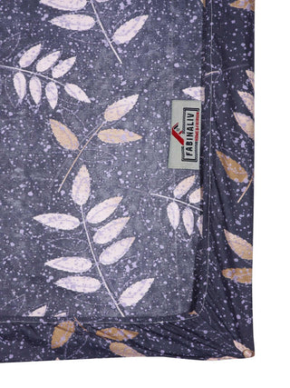 FABINALIV Black Floral 300 TC Cotton Blend King Size Fitted Double Bedsheet with 2 Pillow Covers (250X225 cm)