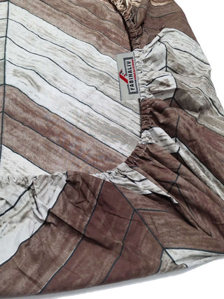 FABINALIV Brown Geometric 300 TC Cotton Blend King Size Fitted Double Bedsheet with 2 Pillow Covers (250X225 cm)