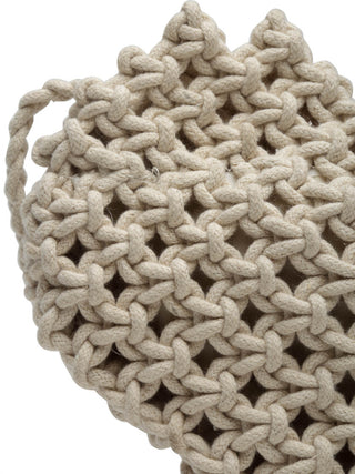 FABINALIV Off White Abstract Macrame Women Hand Bag