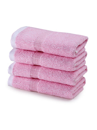 FABINALIV Unisex Set of 4 Pink Solid 100% Cotton Hand Towels (50X33 cm)