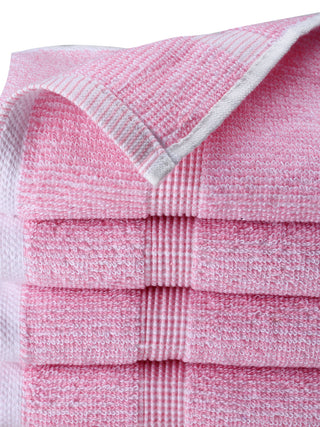 FABINALIV Unisex Set of 4 Pink Solid 100% Cotton Hand Towels (50X33 cm)