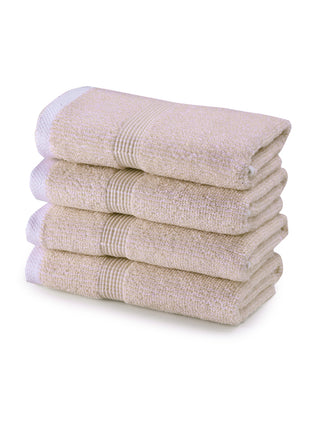 FABINALIV Unisex Set of 4 Beige Solid 100% Cotton Hand Towels (50X33 cm)
