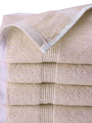 FABINALIV Unisex Set of 4 Beige Solid 100% Cotton Hand Towels (50X33 cm)