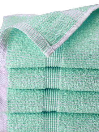 FABINALIV Unisex Set of 4 Green Solid 100% Cotton Hand Towels (50X33 cm)