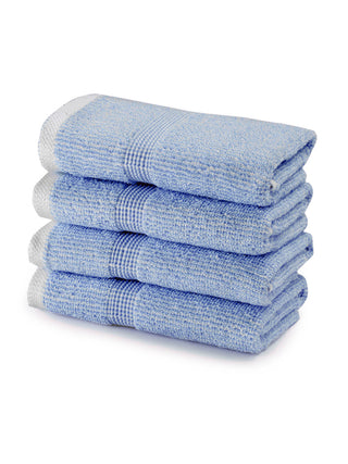 FABINALIV Unisex Set of 4 Blue Solid 450 GSM Cotton Hand Towels (50X33 cm)