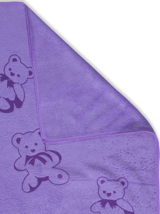 FABINALIV Set of 3 Purple Cartoon Print Cotton Kids Bath Towels (110X56 cm)