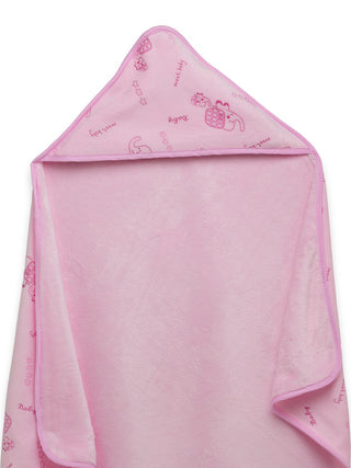 FABINALIV Infant Pink Cartoon Print Cotton Hooded Bath Towel (72X68 cm)