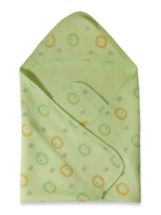 FABINALIV Infant Green Cartoon Print Cotton Hooded Bath Towel (78X78 cm)
