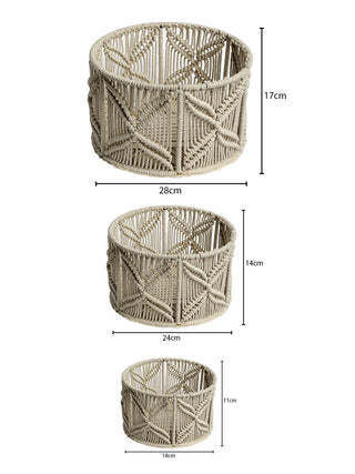 FABINALIV Set of 3 Off White Abstract Macrame Multi Purpose Organisers