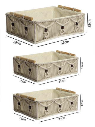 FABINALIV Set of 3 Off White Abstract Macrame Multi Purpose Organisers