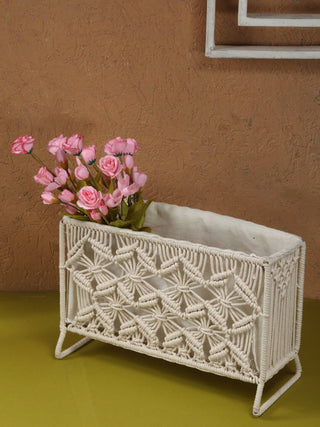 FABINALIV Off White Abstract Macrame Multi Purpose Organiser