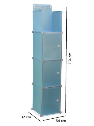 FABINALIV Kids Blue Solid Multipurpose Detachable 4 Cabinets Wardrobe