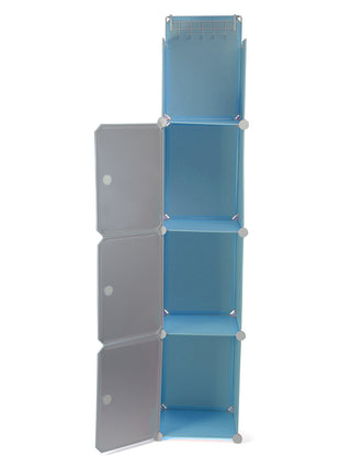 FABINALIV Kids Blue Solid Multipurpose Detachable 4 Cabinets Wardrobe