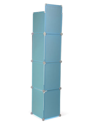 FABINALIV Kids Blue Solid Multipurpose Detachable 4 Cabinets Wardrobe