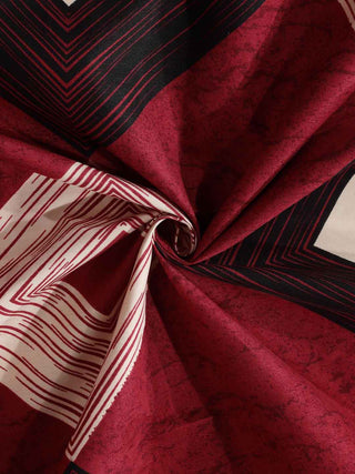 FABINALIV Multicolor Geometric 300 TC Cotton Blend Single Bedsheet with Pillow Cover (225X150 cm)
