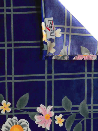 FABINALIV Blue Floral 300 TC Cotton Blend Single Bedsheet with Pillow Cover (225X150 cm)