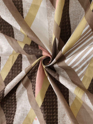 FABINALIV Multicolor Geometric 300 TC Cotton Blend Single Bedsheet with Pillow Cover (225X150 cm)