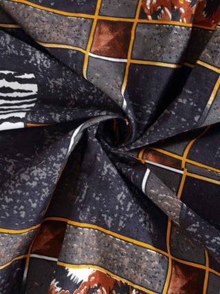 FABINALIV Black Geometric 300 TC Cotton Blend Single Bedsheet with Pillow Cover (225X150 cm)