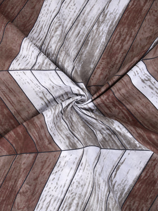 FABINALIV Brown Geometric 300 TC Cotton Blend Single Bedsheet with Pillow Cover (225X150 cm)