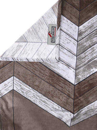 FABINALIV Brown Geometric 300 TC Cotton Blend Single Bedsheet with Pillow Cover (225X150 cm)