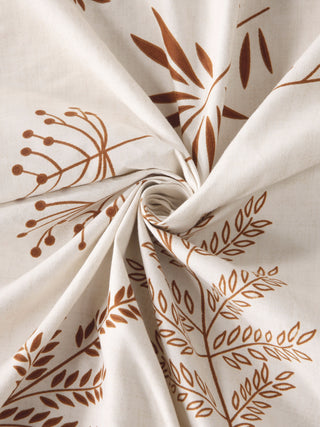FABINALIV Cream Floral 300 TC Cotton Blend Single Bedsheet with Pillow Cover (225X150 cm)