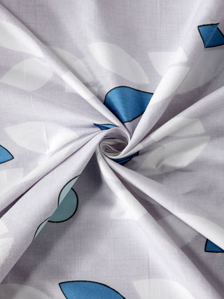 FABINALIV Grey Floral 300 TC Cotton Blend Single Bedsheet with Pillow Cover (225X150 cm)