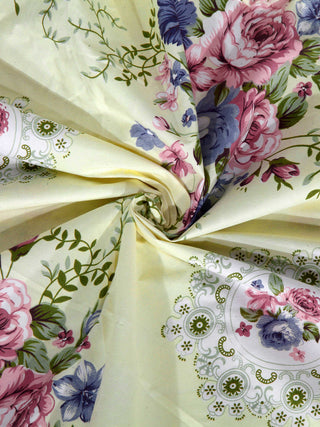 FABINALIV Multicolor Floral 300 TC Cotton Blend Single Bedsheet with Pillow Cover (225X150 cm)
