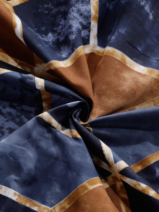 FABINALIV Multicolor Geometric 300 TC Cotton Blend Single Bedsheet with Pillow Cover (225X150 cm)