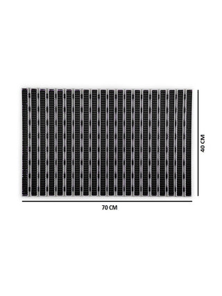 FABINALIV Black Striped Anti-Skid Rubber Shower Mat with Suction Cups