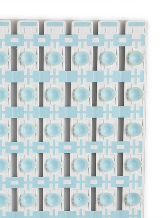 FABINALIV Blue Striped Anti-Skid Rubber Shower Mat with Suction Cups