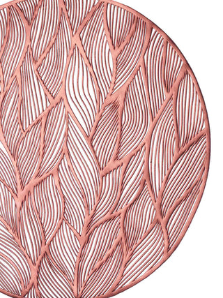 FABINALIV Set of 6 Copper Floral Textured PVC Table Mats (38X38 cm)