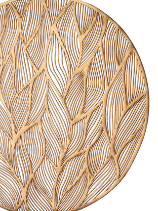 FABINALIV Set of 6 Gold Floral Textured PVC Table Mats (38X38 cm)