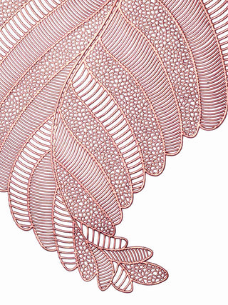 FABINALIV Set of 6 Copper Floral Textured PVC Table Mats (45X30 cm)