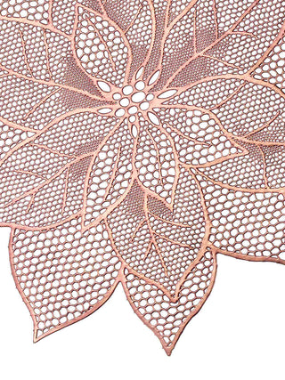 FABINALIV Set of 6 Copper Floral Textured PVC Table Mats (45X45 cm)