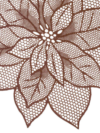 FABINALIV Set of 6 Gold Floral Textured PVC Table Mats (45X45 cm)