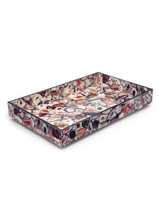 FABINALIV Set of 3 Multicolor Abstract Rectangular Wooden Serving Trays