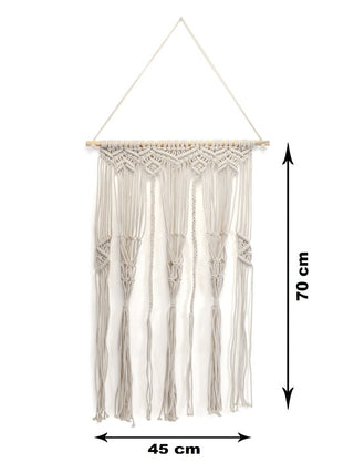 FABINALIV Off White Abstract Macrame Wall Hanging Flower Pot Organiser