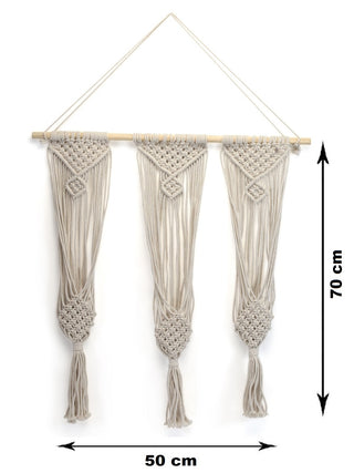 FABINALIV Off White Abstract Macrame Wall Hanging Flower Pot Organiser