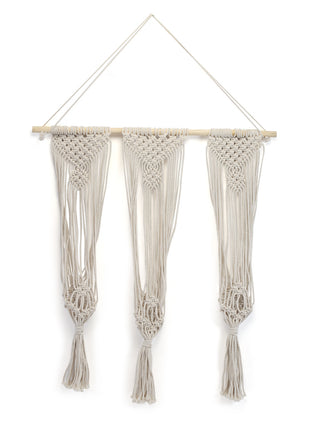 FABINALIV Off White Abstract Macrame Wall Hanging Flower Pot Organiser