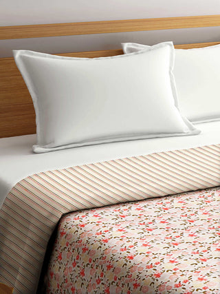 FABINALIV Multicolor Floral Reversible AC Room 300 GSM Pure Cotton Double Bed Dohar