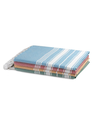 FABINALIV Unisex Set of 4 Multicolor Striped 225 GSM Cotton Bath Towels (140X70 cm)